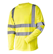 Load image into Gallery viewer, L&amp;M Hi Vis T Shirt ANSI Class 3 Reflective Safety Lime Orange Short Long Sleeve HIGH Visibility (2XL, Lime_L)
