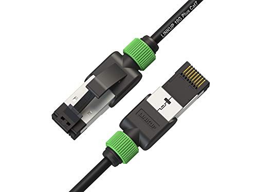 LINKUP - [Tested with Versiv CableAnalyzer] Cat7 Ethernet Cable -7 FT (2 Pack) 10G Double Shielded RJ45 S/FTP | Network Internet LAN Switch Router Game | High-Speed | 30AWG Black