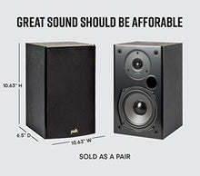 Load image into Gallery viewer, Polk Audio T15 100 Watt Home Theater Bookshelf Speakers  Hi-Res Audio with Deep Bass Response | Dolby and DTS Surround | Wall-Mountable| Pair, Black

