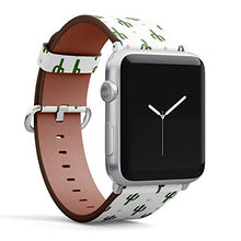 Load image into Gallery viewer, Compatible with Apple Watch Series 7/6/5/4/3/2/1 (Small Version 38/40/41 mm) Leather Wristband Bracelet Replacement Accessory Band + Adapters - Cactus
