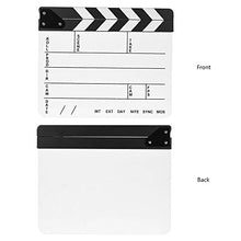 Load image into Gallery viewer, Professional Studio Camera Photography Video Acrylic Clapboard Dry Erase Director Film Movie Clapper Board Slate with White/Black Sticks(9.6x11.7&quot; /25x30cm), White
