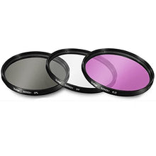 Load image into Gallery viewer, 3 Piece Filter Kit (UV-CPL-FLD) + Tulip Lens Hood + Soft Rubber Hood + Lens Cap + for Select Canon, Nikon, Sony, Olympus, Panasonic, Fuji, Sigma SLR Lenses, Cameras and Camcorders (49MM)
