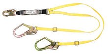 Load image into Gallery viewer, MSA 10072475 Workman Twin Leg Shock-Absorbing Lanyard with LC Harness Connection and Two GL3100 Anchorage Connection, English, 15.34 fl. oz, Plastic, 1&quot;&quot; x 1&quot;&quot; x 1&quot;&quot;

