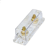Load image into Gallery viewer, VOODOO Qty 1 ANL Fuse Holder Gold fuseholder 0 4 8 GA Inline W/ 2ea (400 Amp Fuses)
