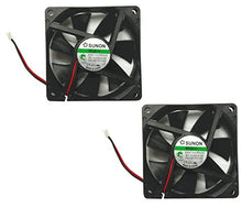 Load image into Gallery viewer, Sunon 70x70x15mm KDE1207PHV3 2Pin/2Wire 12v Low Speed Fan (2 pack), black
