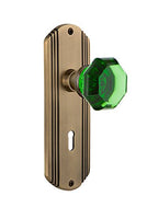 Nostalgic Warehouse 723750 Deco Plate with Keyhole Double Dummy Waldorf Emerald Door Knob in Antique Brass