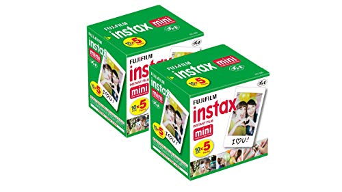 Fujifilm Instax Mini Instant Film, 10 Sheets Of 5 Pack 2 (100 Sheets)