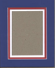 Load image into Gallery viewer, 18x24 Patriotic Triple Picture Mat, Bevel Cut for 12x18 Picture or Photo
