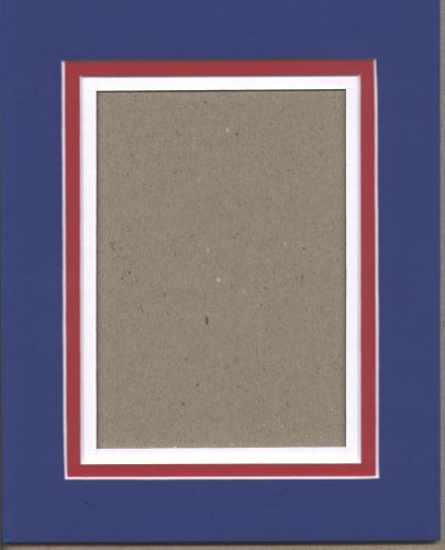 18x24 Patriotic Triple Picture Mat, Bevel Cut for 12x18 Picture or Photo