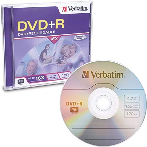 VERBATIM 94916 DVD+R 16X 4.7GB Branded Jewel Case 1pk