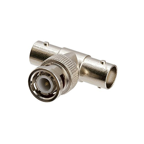 Cmple - BNC T Adapter Connector (Jack-Plug-Jack), T-Shaped BNC Coupler for CCTV Cameras, Coaxial Cables - Chrome