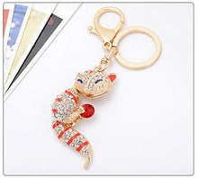Load image into Gallery viewer, Auto Opal crystal fox alloy key ring chain, crystal car pendant
