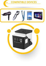 Load image into Gallery viewer, Universal Travel Adapter, International Power Adapter with 3 Port USB + 1 Type C, Wall Charger Port for Cell Phones and Device, Worldwide Plug Converter More Than 150 Countries.
