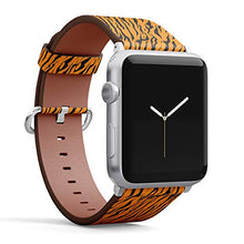 Load image into Gallery viewer, Compatible with Small Apple Watch 38mm, 40mm, 41mm (All Series) Leather Watch Wrist Band Strap Bracelet with Adapters (Stripe Animals Jungle Tiger Fur)
