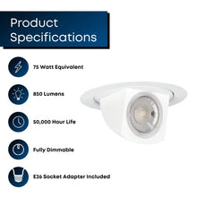Load image into Gallery viewer, Feit Electric LEDR56SCP/930CA/SP 5/6 75W Equivalent/3000K Adjustable Scoop Head LED Retrofit Kit Recessed Spot Light
