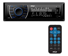 Load image into Gallery viewer, Pyle Bluetooth Marine Receiver Stereo - 12v Single DIN Style Boat In dash Radio Receiver System with Digital LCD, RCA, MP3, USB, SD, AM FM Radio - Remote Control, Wiring Harness - PLRMR27BTB (Black)
