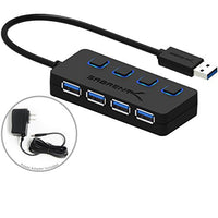 Sabrent 4-Port USB 3.0 Hub with Individual LED Lit Power Switches, Included 5V/2.5A Power Adapter (HB-UMP3)