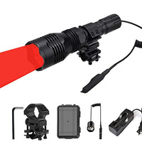 WINDFIRE WF-802 350 Lumens Waterproof Tactical Flashlight 250 Yards Long Range Throwing RED LED Coyote Hog Hunting Torch with Pressure Switch & Barrel Mount