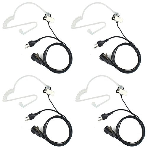 KENMAX 2 Pin Covert Acoustic Tube Earpiece Headset with PTT for Midland/Alan Radio GXT250 GXT1000VP4 GXT1050VP4 LXT112 LXT380 LXT118 XT511(4 Pack)