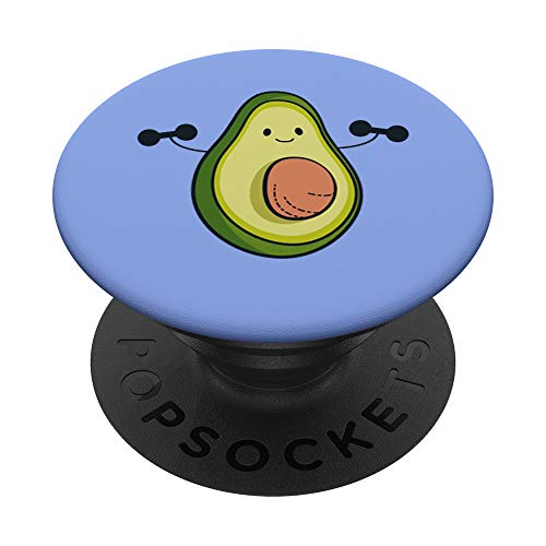 Avocado Weight Lifting Dumbells Smiling Face Blue Cute Gym