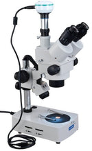 Load image into Gallery viewer, OMAX 3.5X-90X Digital Zoom Trinocular Stereo Microscope with Dual Illmination System and 2.0MP USB Digital Camera
