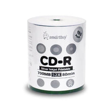 Load image into Gallery viewer, Smartbuy 500-disc 700mb/80min 52x CD-R Silver Inkjet Hub Printable Blank Media Disc + Free Micro Fiber Cloth
