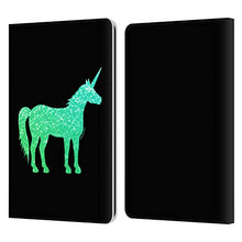 Load image into Gallery viewer, Head Case Designs Officially Licensed PLdesign Green Turquoise Sparkly Unicorn Leather Book Wallet Case Cover Compatible with Kindle Paperwhite 1 / 2 / 3
