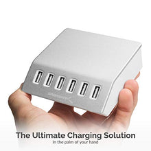 Load image into Gallery viewer, Sabrent Premium 60 Watt (12 Amp) 6-Port Aluminum Family-Sized Desktop USB Rapid Charger. Smart USB Charger with Auto Detect Technology [Silver] (AX-FLCH)
