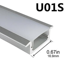 Load image into Gallery viewer, LightingWill 5-Pack 3.3ft/1M 9x23mm Silver U-Shape Internal Width 12mm LED Aluminum Channel System with Cover, End Caps and Mounting Clips Aluminum Extrusion for LED Strip Light Installations-U01S5
