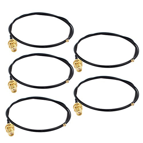 Aexit 5Pcs RF1.13 Distribution electrical IPEX 1 Female to RP-SMA-K Antenna WiFi Pigtail Cable 80cm Black