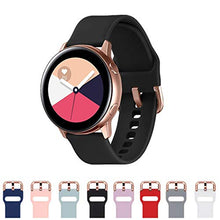 Load image into Gallery viewer, TECKMICO Galaxy Watch Active Bands,20mm Quick Release Bands Compatible for Samsung Galaxy Watch Active (40mm)/Galaxy Watch(42mm)/Gear Sport with Rose Gold Watch Buckle (Black, Small)
