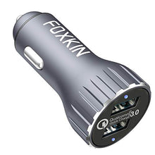 Load image into Gallery viewer, Car Charger,Foxkin Quick Charge 3.0 39W Aluminum Alloy Dual USB Car Charger for Samsung Galaxy Note9 8,S10 S9 S8 Plus,iPhone 13 12 11 X 8 Plus,iPad Pro Mini,LG,HTC,Pixel and More
