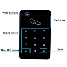 Load image into Gallery viewer, LIBO Full Set Kit of RFID Access Control Keypad 125KHz with DC12V Electric Lock Electronic Bolt Lock, 3A Power Supply, Exit Button, 10pcs ID Key Cards
