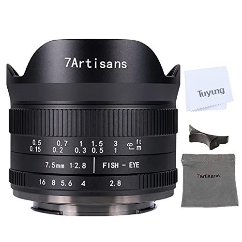 7artisans 7.5mm f2.8 II APS-C Manual Fisheye Lens Compatible with Fujifilm X-Mount Camera X-A1, X-A2, X-at, X-M1, XM2, X-T1, X-T2, X-T10, X-Pro1, X-E1, X-E2
