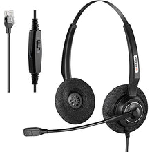 Load image into Gallery viewer, Phone Headset RJ9 with Noise-Canceling Mic and Volume Mute Control Telephone Headset Compatible with Polycom Mitel Fanvil HUWEI Shoretel NEC Siemens Aastra Plantronics Landline Phones
