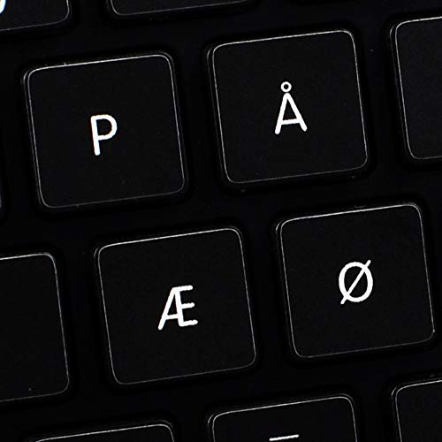 Apple NS Danish Non-Transparent Keyboard Labels Black Background for Desktop, Laptop and Notebook