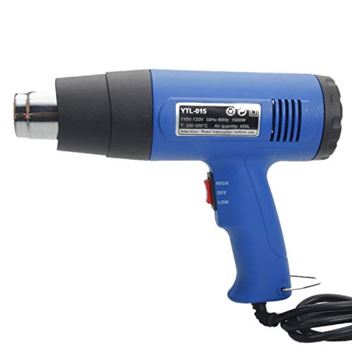 PROKTH 1500W 110V Dual-Temperature Heat Gun with 4pcs Stainless Steel Concentrator Tips Blue Heat Gun