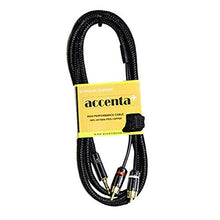 Load image into Gallery viewer, Accenta ACC-24206 Braided Cable with 2 RCA Plugs to Extra-Long 3.5 Stereo Plug, 6&#39;
