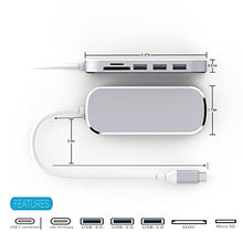 Load image into Gallery viewer, USB C Hub Adapter, 6 in 1Type C Adapter,3-Port USB 3.0 HUB ,Type C PD Charging Port,SD/Micro SD Card Reader for MacBook Pro 2016/2017,Google ChromeBook and More
