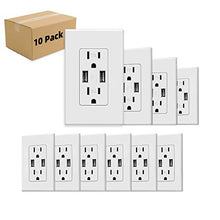 Load image into Gallery viewer, Outlet with USB High Speed Charger 4.2A Charging Capability, Child Proof Safety Duplex Receptacle 15 Amp, Tamper Resistant Wall socket plate Included UL Listed MICMI U24, 4.2A 10pack
