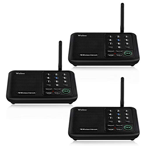 Wuloo Intercoms Wireless for Home 5280 Feet Range 10 Channel 3 Code, Wireless Intercom System for Home House Business Office, Room to Room Intercom, Home Communication System (3 Packs, Black)