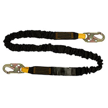 Load image into Gallery viewer, Fusion Climb 6ft 72&quot;x2&quot; Internal Bungee Fall Protection Safety Lanyard with HS Steel Snap Hooks 23kN Black
