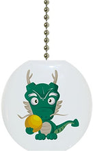Load image into Gallery viewer, Kids Green Dragon Solid Ceramic Fan Pull
