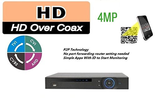 DiySecurityCameraWorld 8 Channel 4 Megapixel HD-CVI/ TVI/ AHD/960H/IP 5-in-1 XVR Video Recorder, Support 8CH 4MP/3MP/2MP 1080p HDCVI , AHD, TVI, Analog, IP Security Camera (2TB HDD)