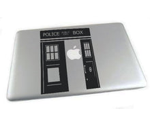 Load image into Gallery viewer, British Police Public Call Box Telephone - 8&quot; Black Vinyl Decal Decorative Sticker - Sized for 13&quot; Macbooks Laptops
