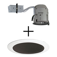 Juno Lighting TC1R & 14B-WH Combo 4-Inch TC rated Remodel Recessed Housing with Black Baffle, White Trim Ring