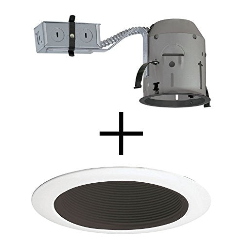 Juno Lighting TC1R & 14B-WH Combo 4-Inch TC rated Remodel Recessed Housing with Black Baffle, White Trim Ring