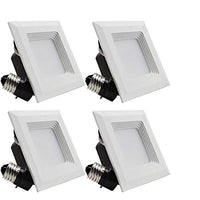 TORCHSTAR High CRI90+ 4 Inch Dimmable Retrofit LED Square Recessed Lighting Fixture, 9W (60W Equivalent), 5000K Daylight, 650lm, Recessed LED Downlight, 5 Years Warranty, Pack of 4