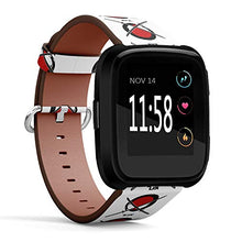 Load image into Gallery viewer, Replacement Leather Strap Printing Wristbands Compatible with Fitbit Versa - Zen Design of Red Sun and Crossed Samurai Swords
