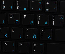 Load image into Gallery viewer, Apple NS Swedish/Finnish - English Non-Transparent Keyboard Labels Black Background for Desktop, Laptop and Notebook
